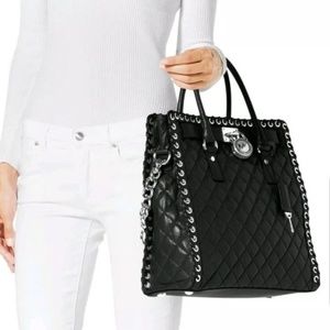 Michael Kors Black Quilted Leather Hippie Lock